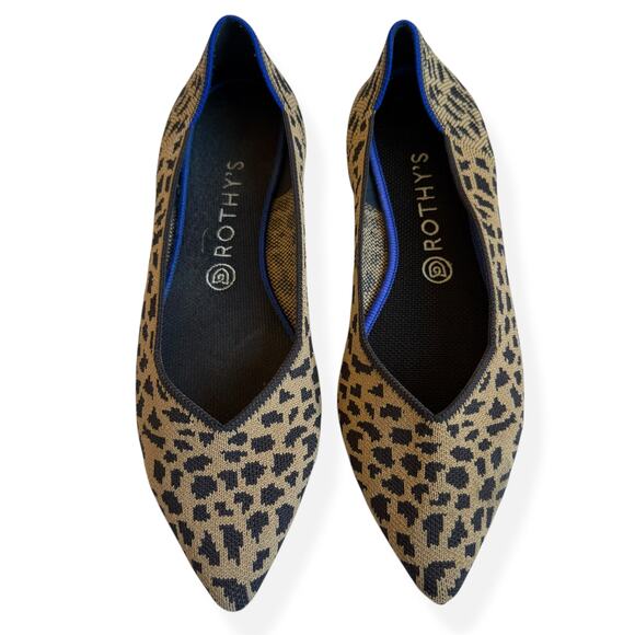 Rothy's The Point Leopard Print Ballet Flat Shoes Womens 10.5 - Picture 1 of 10